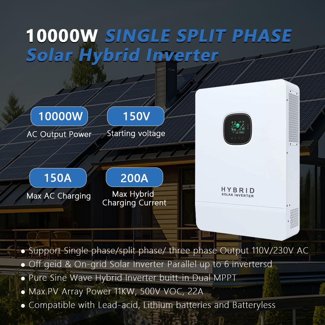 Y&H 10KW Inverter solare ibrid - Split Phase Inverter 10Kw 110V 220V recensione e prezzo